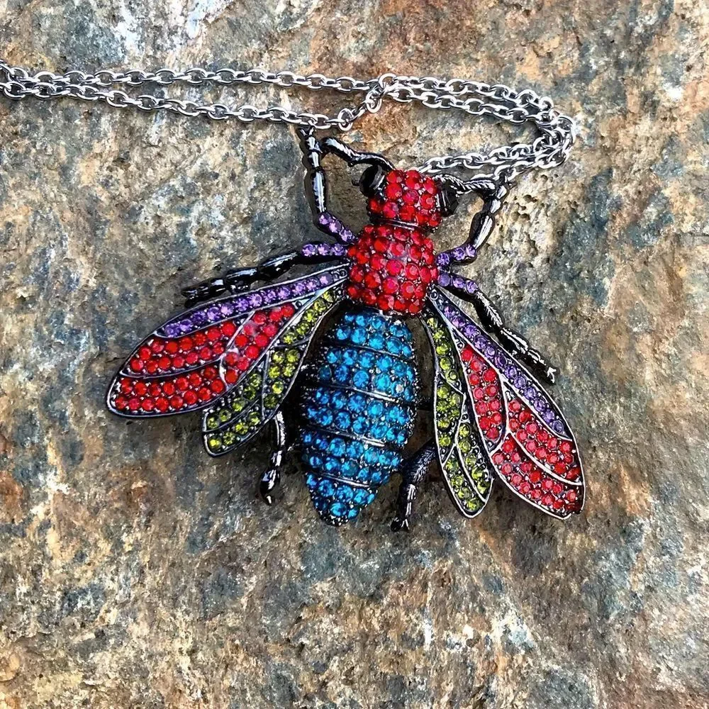 Crystal Housefly Brooch and Necklace‎